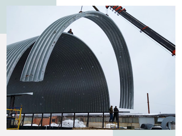 Полукруглые ангары в Кизилюрте